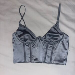 Elegant Gray Satin Top